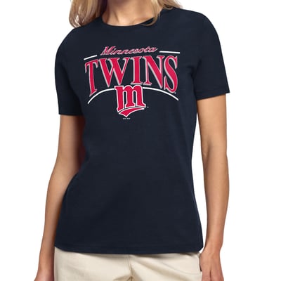Minnesota Twins Starter Women's Arch Stripe T-Shirt - Navy