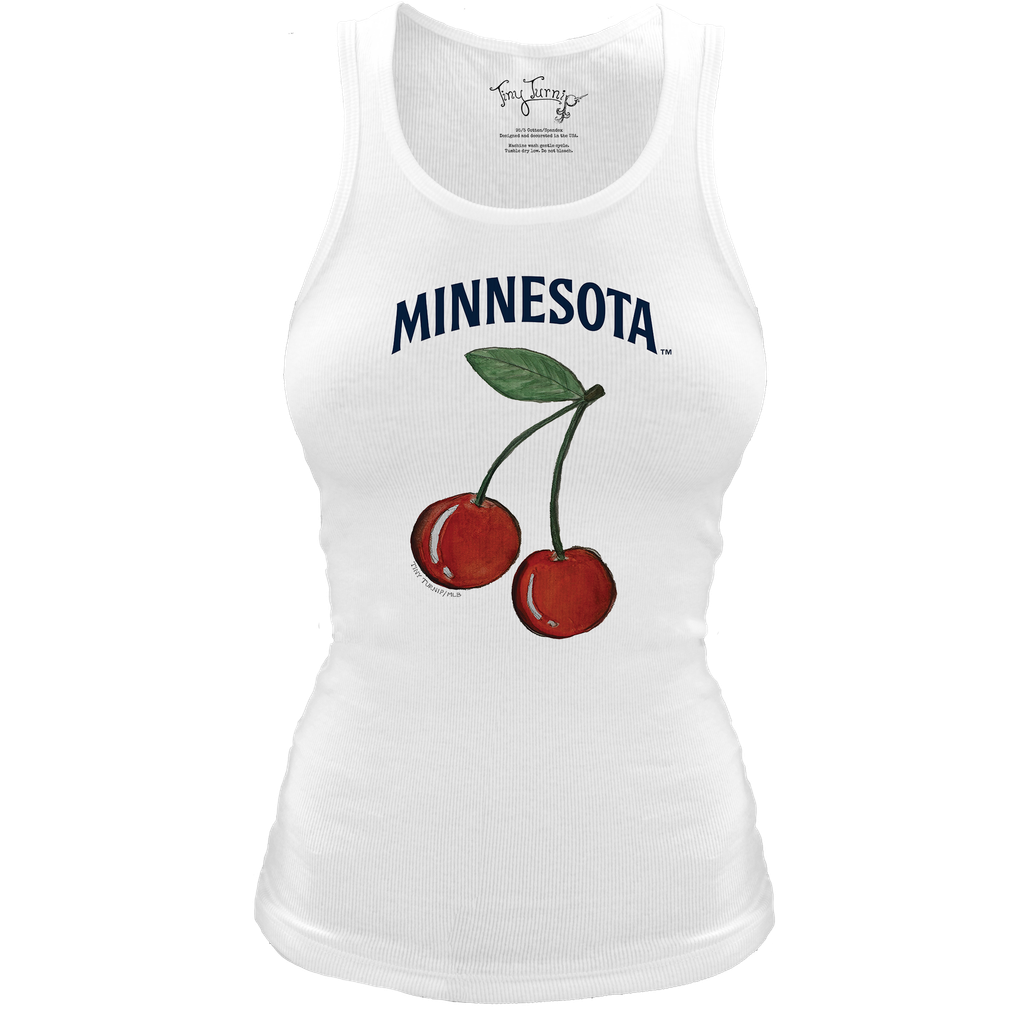 Minnesota Twins Tiny Turnip Women's Fitted Cherries Tri-Blend Tank Top - White