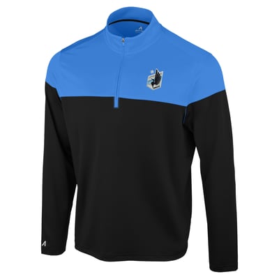 Minnesota United FC Antigua Hinder Quarter-Zip Pullover - Black/Light Blue