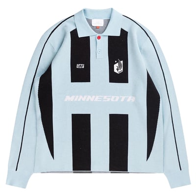Minnesota United FC Live Breathe Futbol Unisex Rossi Long Sleeve Knit Polo - Light Blue