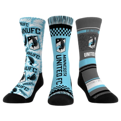  Minnesota United FC Rock Em Unisex Three-Pack Crew Socks Set - Light Blue