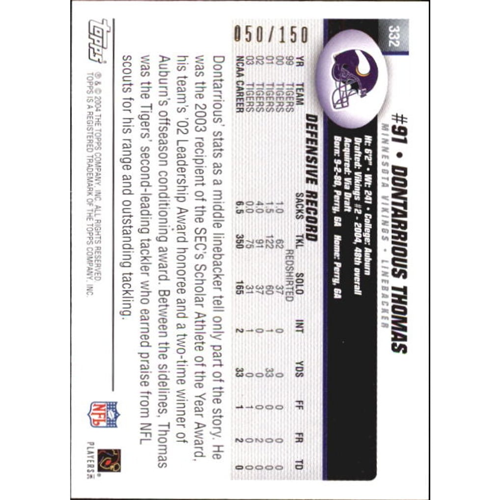 2004 Topps Black #332 Dontarrious Thomas