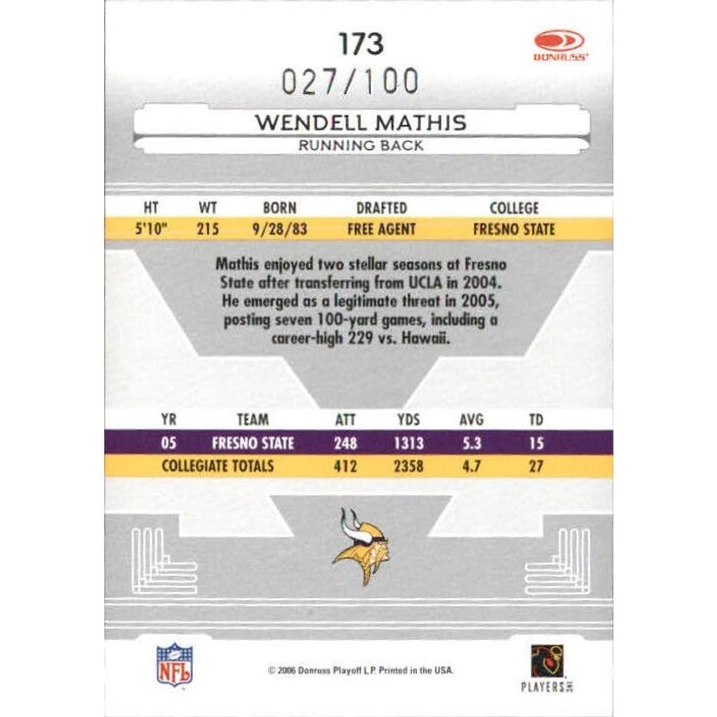 2006 Leaf Certified Materials Mirror Red #173 Wendell Mathis