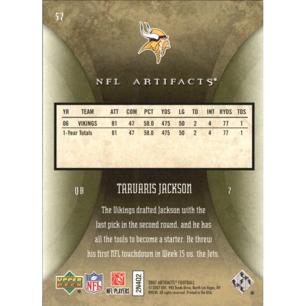 2007 Artifacts Green #57 Tarvaris Jackson