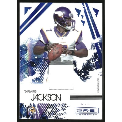 2009 Donruss Rookies and Stars Longevity Materials Sapphire #57 Tarvaris Jackson/100