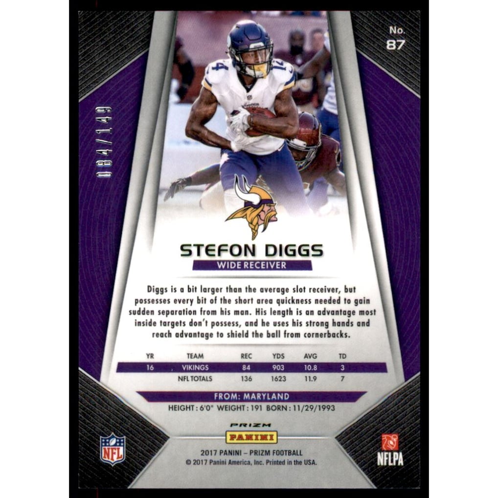 2017 Panini Prizm Prizms Blue Wave #87 Stefon Diggs