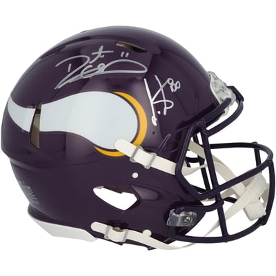 Cris Carter & Daunte Culpepper Minnesota Vikings Autographed Fanatics Authentic Riddell 1983-2001 Throwback Speed Authentic Helmet
