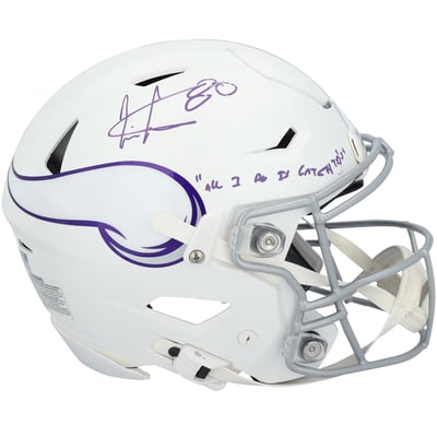 Cris Carter Minnesota Vikings Autographed Fanatics Authentic Riddell 2024 Alternate SpeedFlex Authentic Helmet with "All I Do is Catch TDs" Inscription