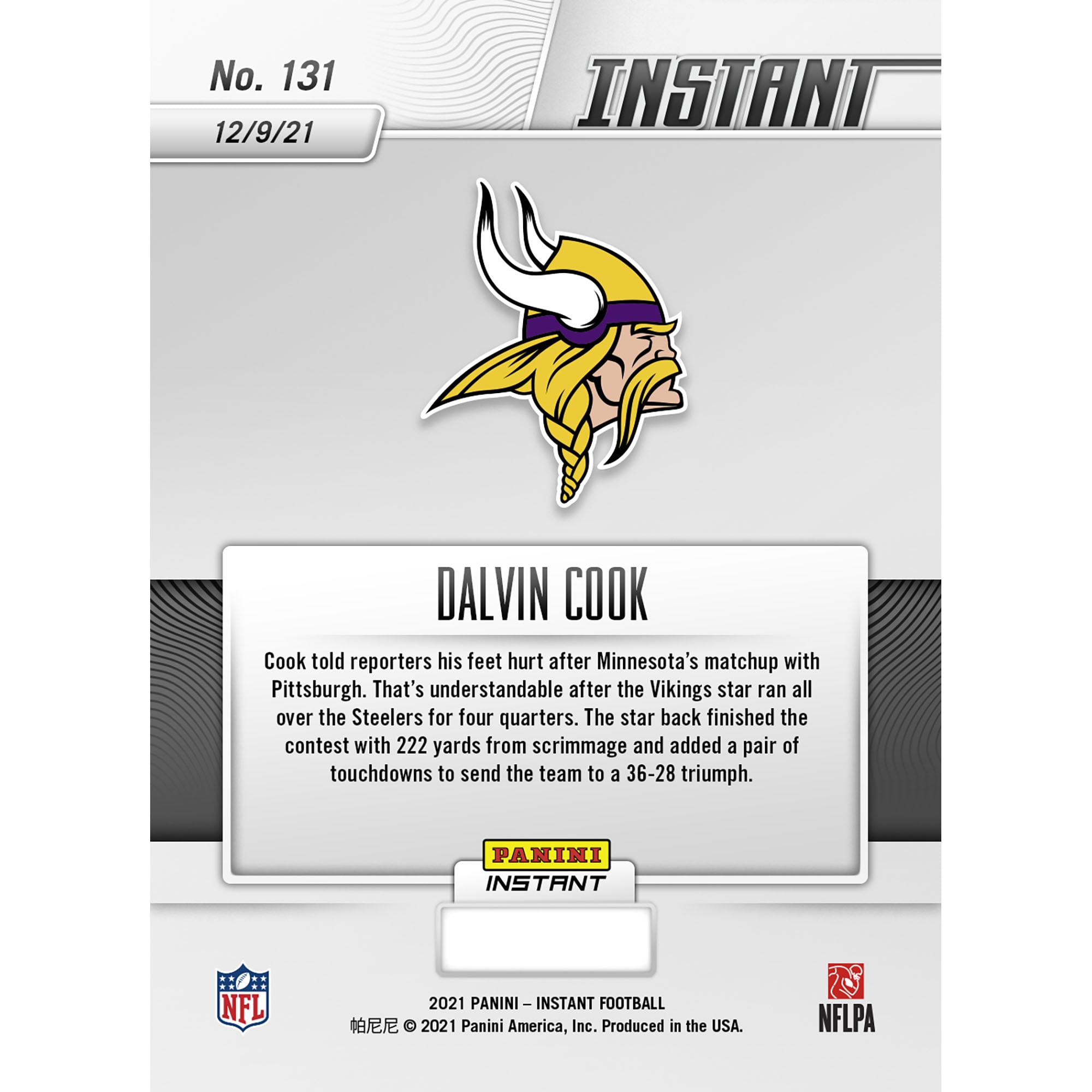 Dalvin Cook Minnesota Vikings Fanatics Exclusive Parallel Panini
