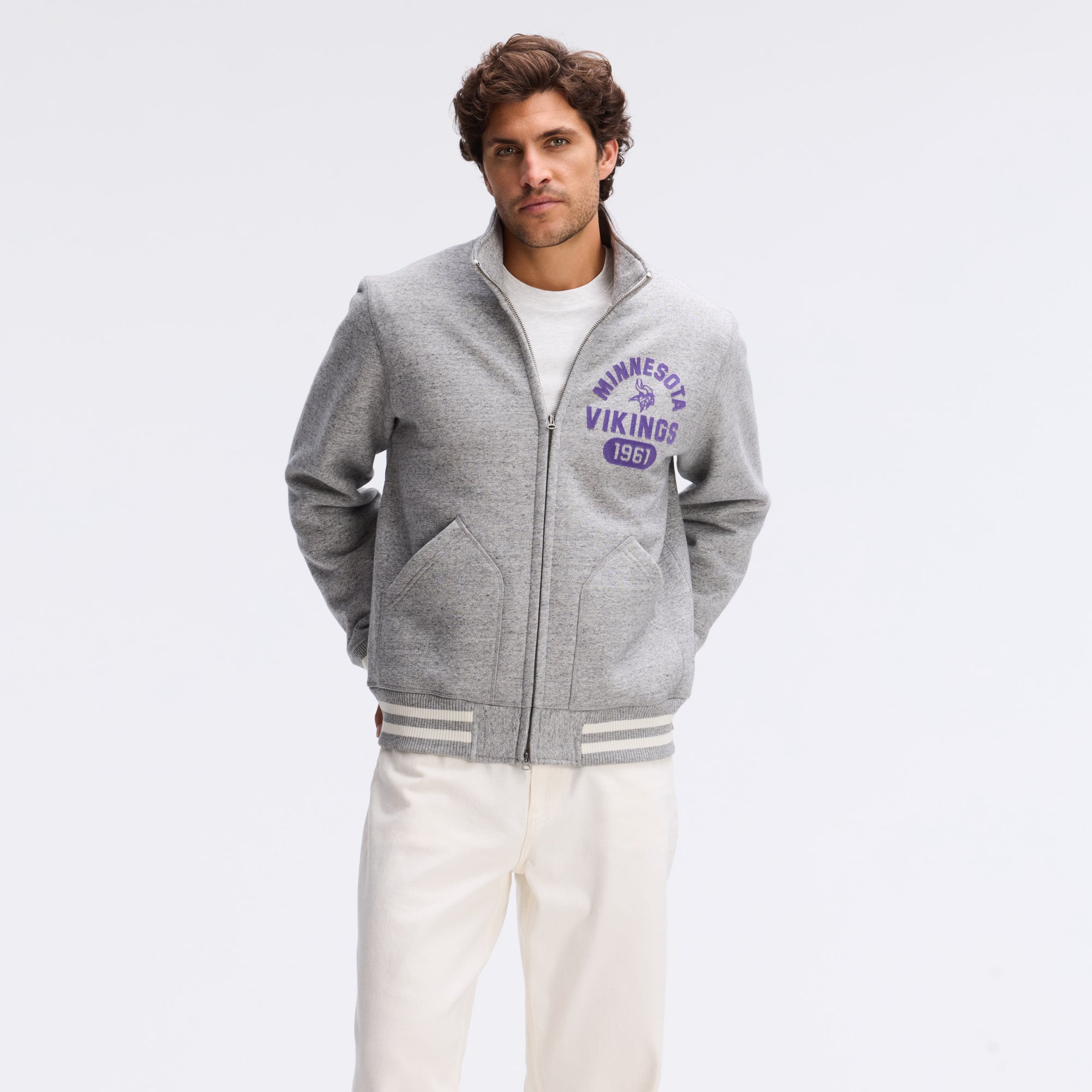 Fanatics Heather Gray Minnesota Vikings IconicFleece Full-Zip Jacket