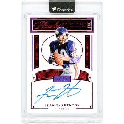 Fran Tarkenton Minnesota Vikings Autographed 2021 Panini Flawless Ruby Honored Ink #HOI-FTA #6/10 Card