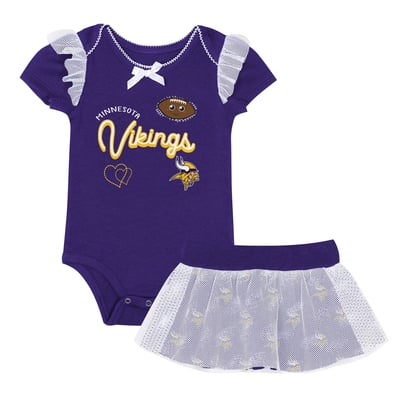 Minnesota Vikings Outerstuff Girls Infant Melted Hearts Printed Bodysuit and Skirt Set - Court Purple
