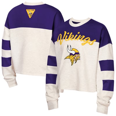 Minnesota Vikings Outerstuff Girls Youth Dynasty Terry Sweatshirt - Cream/Purple