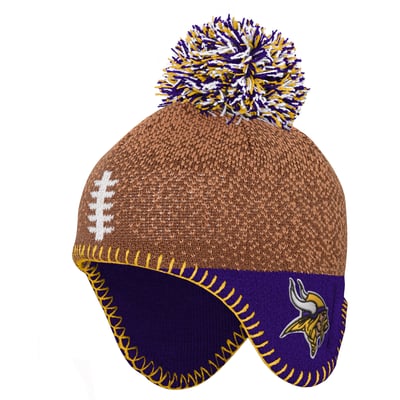 Minnesota Vikings Outerstuff Infant Football Head Knit Hat with Pom - Brown