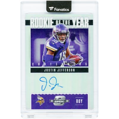 Justin Jefferson Minnesota Vikings Autographed 2020 Panini Contenders Optic Rookie Of The Year Contenders #ROY2 #43/99 Rookie Card