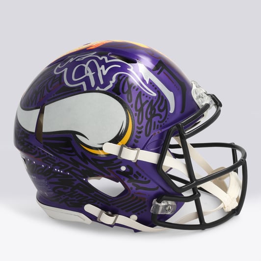 Justin Jefferson Minnesota Vikings Autographed Fanatics Authentic Riddell Speed Authentic Helmet - Art by JK5 - Limited Edition #1/1 - UW25