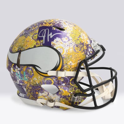 Justin Jefferson Minnesota Vikings Autographed Fanatics Authentic Riddell Speed Authentic Helmet - Art by Nel Shaffer - WN55916509