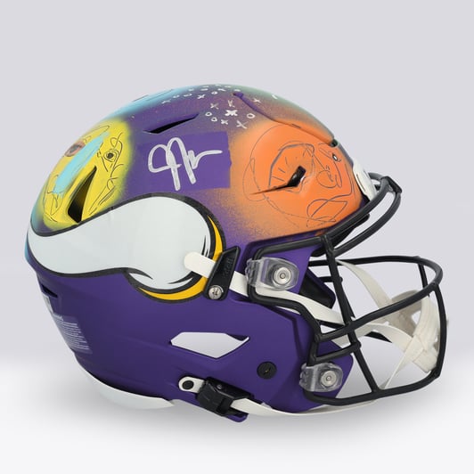 Justin Jefferson Minnesota Vikings Autographed Fanatics Authentic Riddell Speed Flex Authentic Helmet - Art by Cavier Coleman - Limited Edition #1/1 - UW25