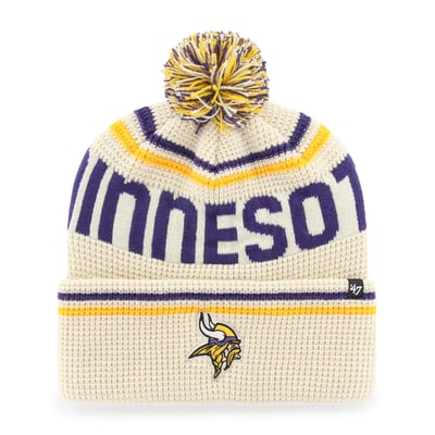  Minnesota Vikings '47 Quattrle Cuffed Knit Hat with Pom - Natural