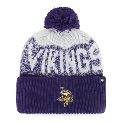  Minnesota Vikings '47  Bone Chill Cuffed Knit Hat with Pom - Purple
