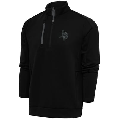 Minnesota Vikings Antigua Tonal Logo Generation Quarter-Zip Pullover Top - Black