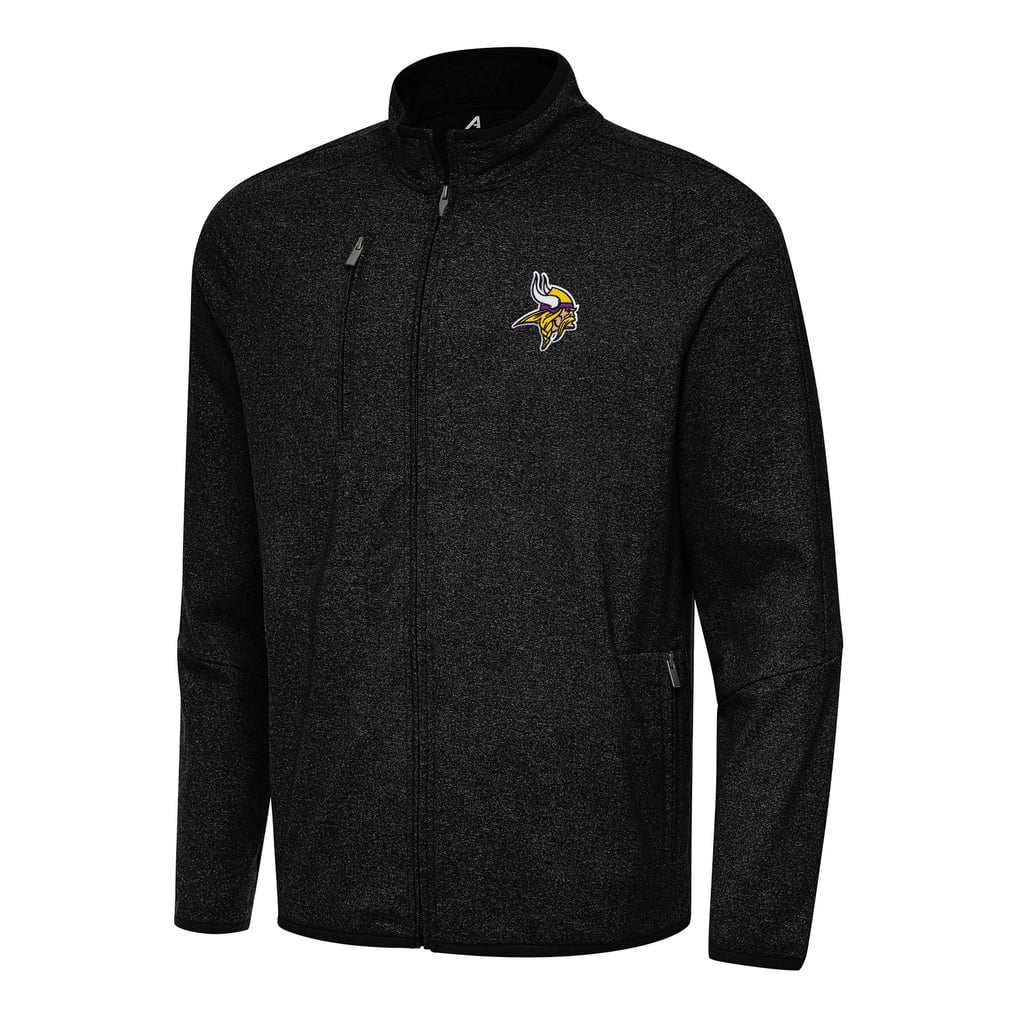 Minnesota Vikings Antigua  Hold-Up Tri-Blend Full-Zip Jacket - Heather Black