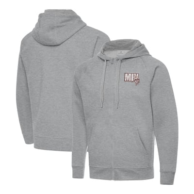 Minnesota Vikings Antigua Woodland Camo Victory Full-Zip Hoodie - Heather Gray