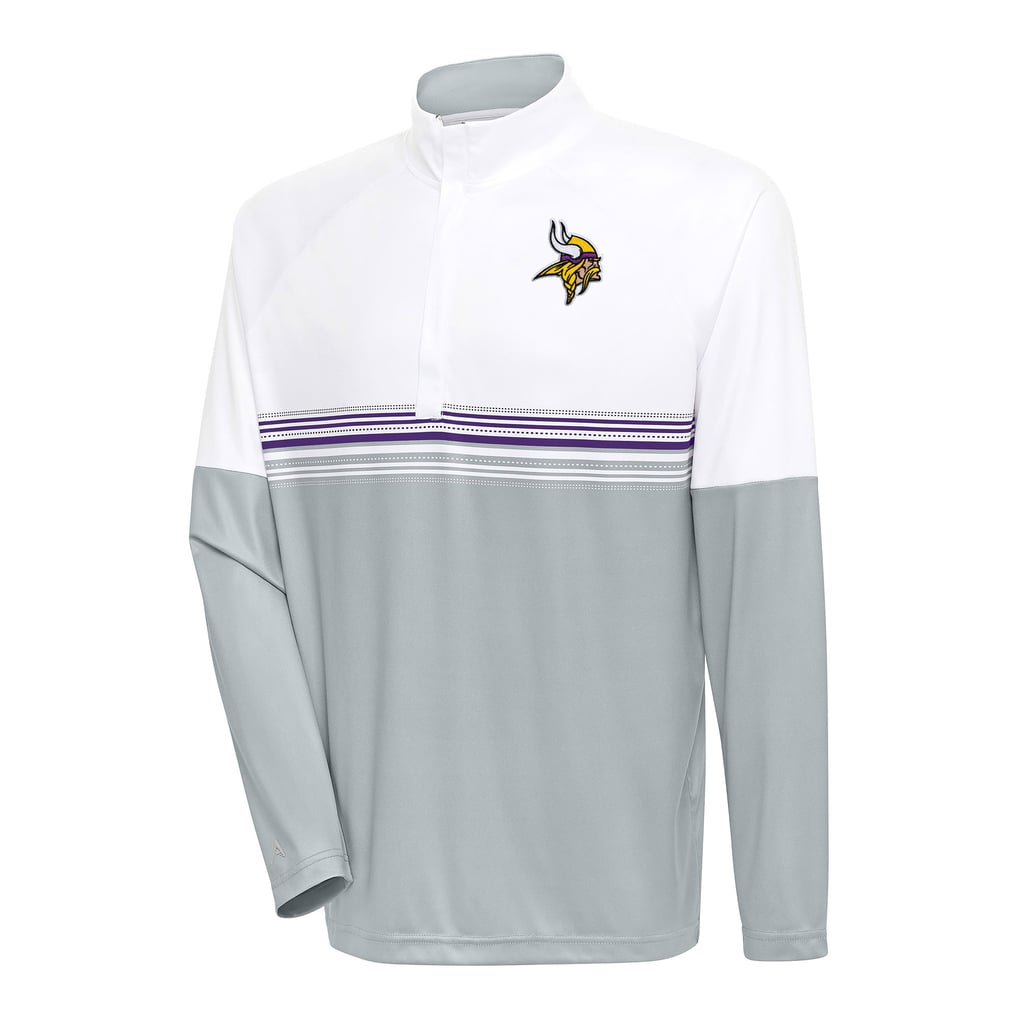 Minnesota Vikings Antigua Bender Quarter-Zip Pullover Top - White/Purple