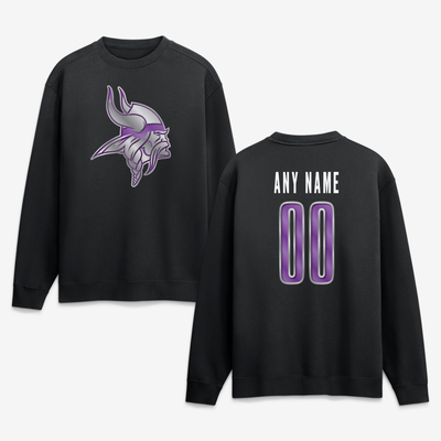Minnesota Vikings  Metallic Mascot Personalized Name & Number Sweatshirt - Black
