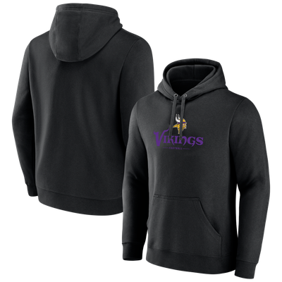 Minnesota Vikings Primary Logo Team Lockup Fitted Pullover Hoodie - Black