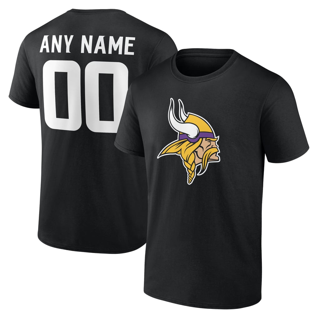 Minnesota Vikings Team Authentic Personalized Name & Number T-Shirt - Black