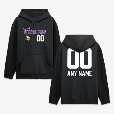 Minnesota Vikings  Touchdown Wordmark Personalized Name & Number Hoodie - Black