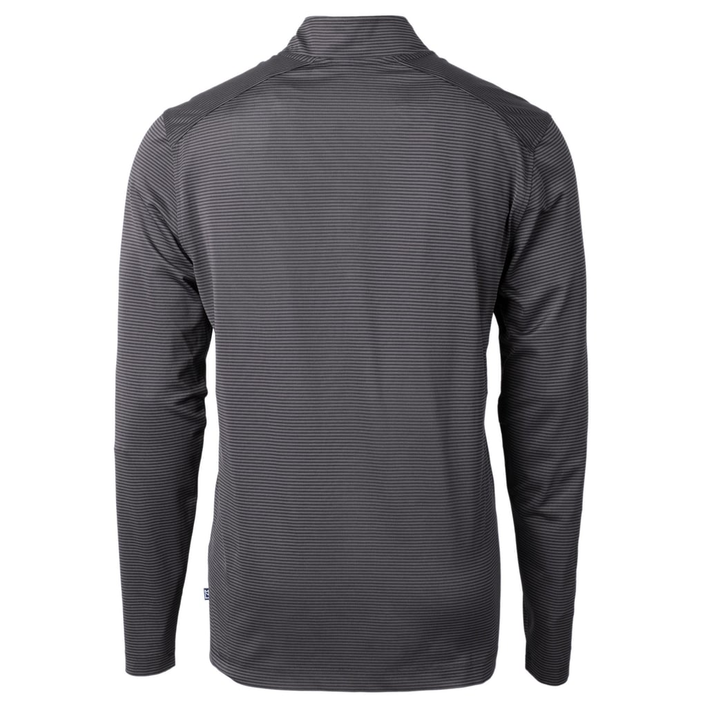 Minnesota Vikings Cutter & Buck Virtue Eco Pique Micro Stripe Recycled Quarter-Zip Pullover Top - Black/Gray