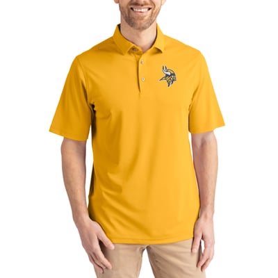 Minnesota Vikings Cutter & Buck  Virtue Eco Pique Tile Print Recycled Polo - Gold