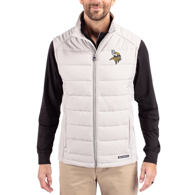 Minnesota Vikings Cutter & Buck Primary Mark Evoke PrimaLoft Hybrid Eco Softshell Recycled Full-Zip Vest - Gray