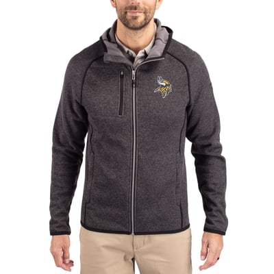 Minnesota Vikings Cutter & Buck  Mainsail Full-Zip Hooded Jacket - Heather Charcoal