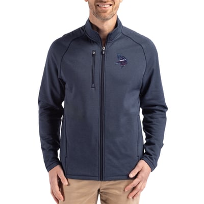 Minnesota Vikings Cutter & Buck Peshastin Eco Fleece Recycled Raglan Tri-Blend Full-Zip Jacket -  Heather Navy