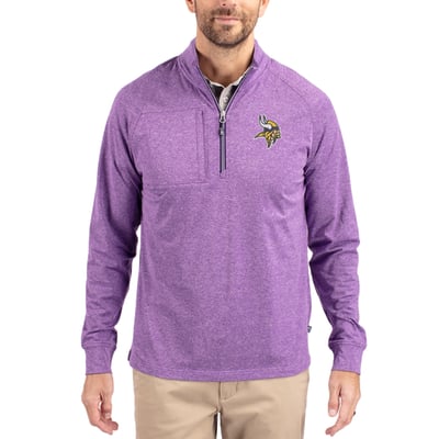 Minnesota Vikings Cutter & Buck  Adapt Eco Knit Quarter-Zip Pullover Top - Heather Purple