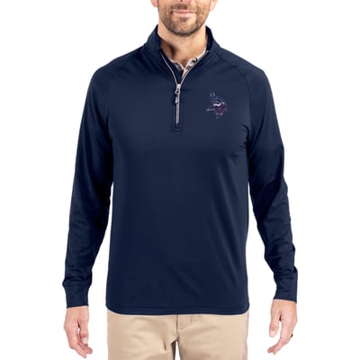 Minnesota Vikings Cutter & Buck Team Adapt Eco Knit Hybrid Recycled Quarter-Zip Pullover Top - Navy