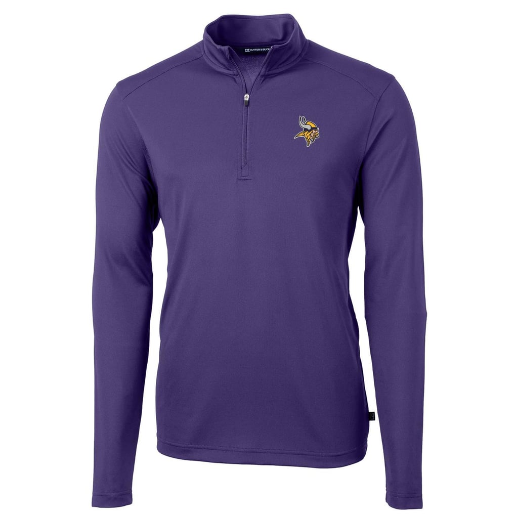 Minnesota Vikings Cutter & Buck Virtue Eco Pique Recycled Quarter-Zip Pullover Jacket - Purple