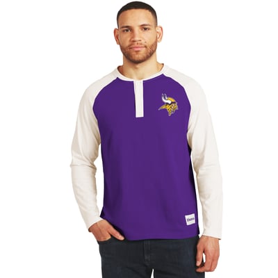 Minnesota Vikings Darius Rucker Collection by Fanatics Henley Long Sleeve T-Shirt - Purple/Cream
