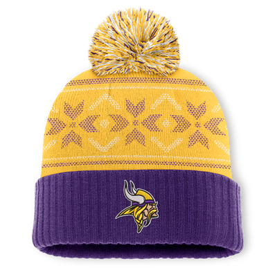 Minnesota Vikings Fanatics Snowday Cuffed Knit Hat with Pom - Purple/Gold