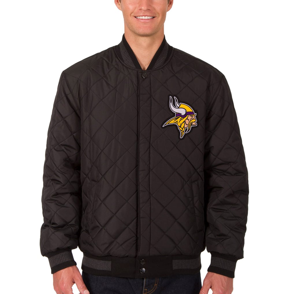 Minnesota Vikings JH Design Wool & Leather Reversible Jacket with Embroidered Logos - Black