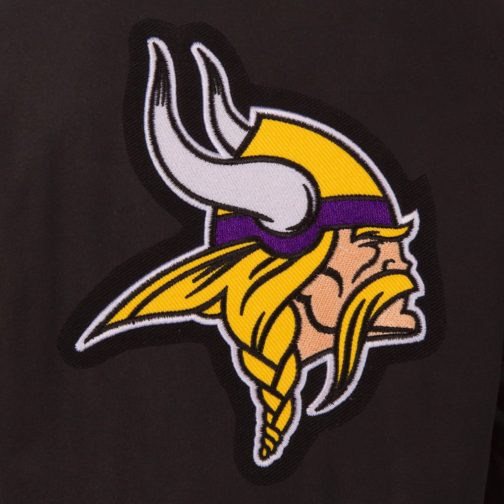 Minnesota Vikings JH Design Wool & Leather Reversible Jacket with Embroidered Logos - Black