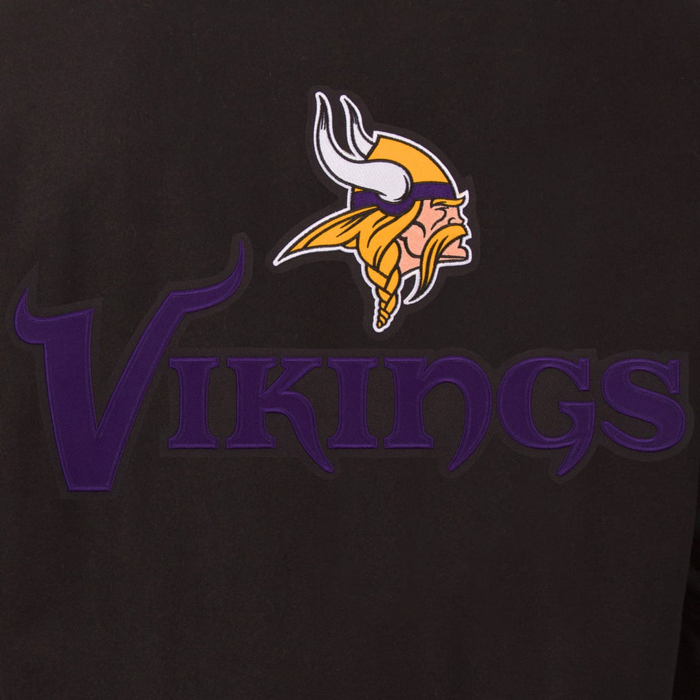 Minnesota Vikings JH Design Wool & Leather Reversible Jacket with Embroidered Logos - Black