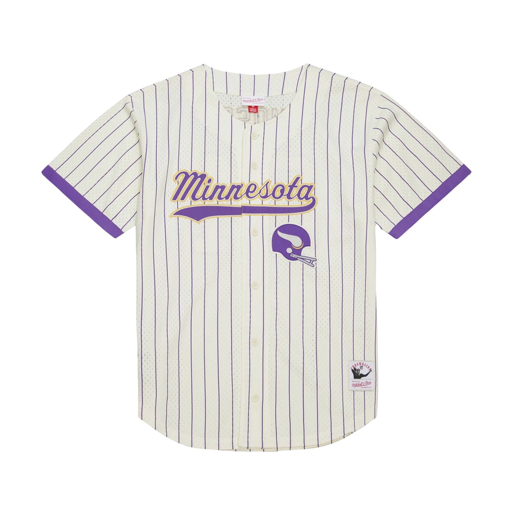 Randy Moss Minnesota Vikings Mitchell & Ness Name & Number Mesh Button-Up Baseball Jersey - Cream