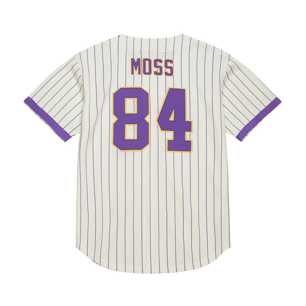 Randy Moss Minnesota Vikings Mitchell & Ness Name & Number Mesh Button-Up Baseball Jersey - Cream