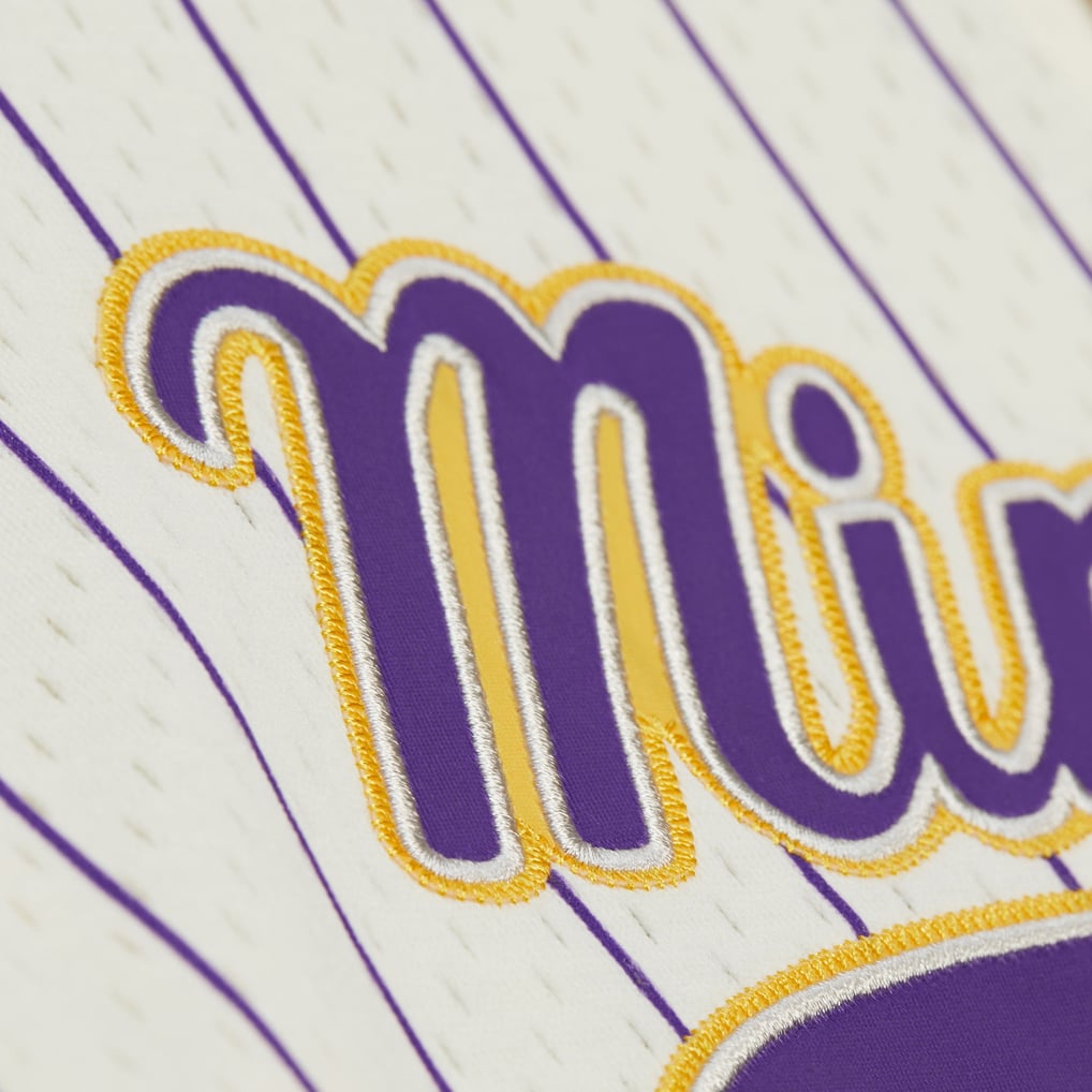 Randy Moss Minnesota Vikings Mitchell & Ness Name & Number Mesh Button-Up Baseball Jersey - Cream