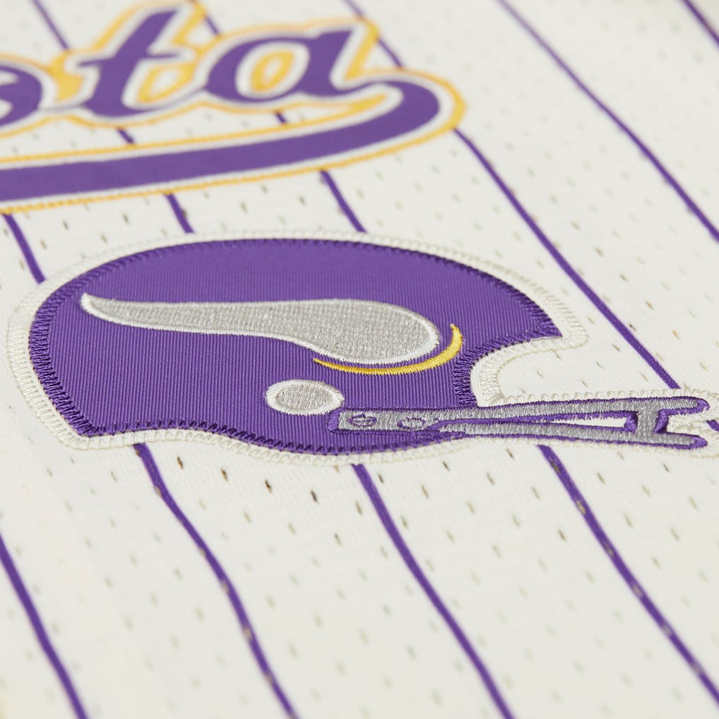 Randy Moss Minnesota Vikings Mitchell & Ness Name & Number Mesh Button-Up Baseball Jersey - Cream