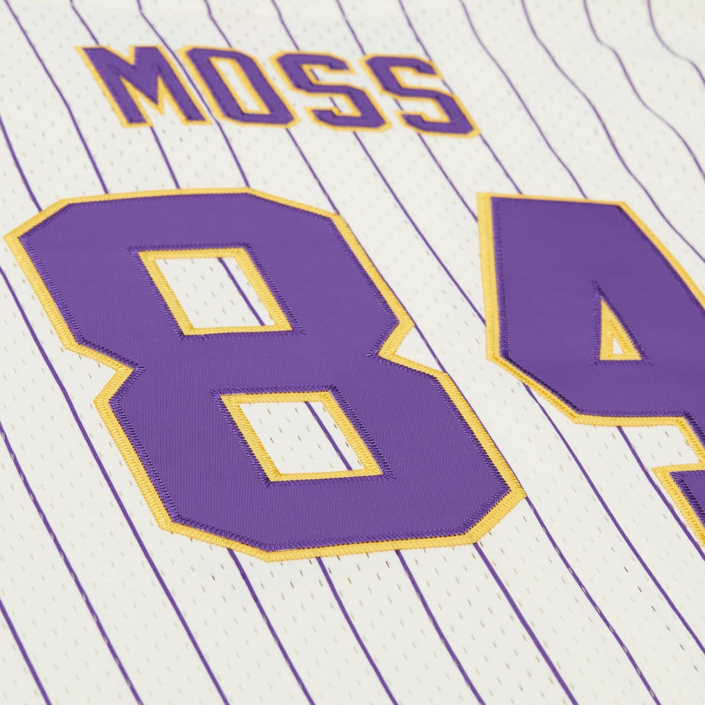 Randy Moss Minnesota Vikings Mitchell & Ness Name & Number Mesh Button-Up Baseball Jersey - Cream